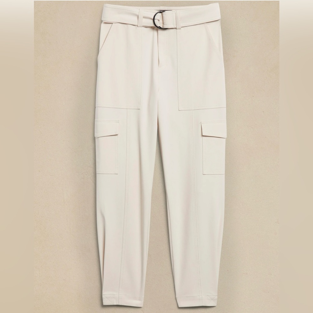 New! Banana Republic Stretch Cargo Pant in Transition Cream White, Size 14 - Picture 2 of 5
